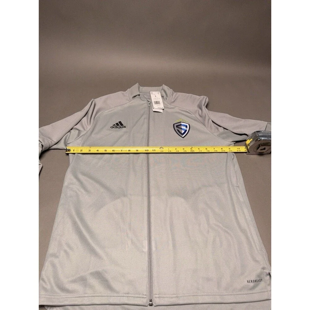 Adidas Track Jacket Men’s Large Gray Aeroready Texas Soccer Full Zip Windbreaker